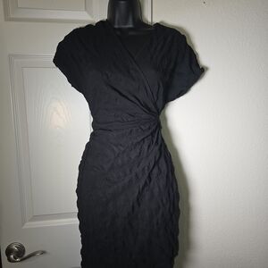 SHEIN Elegant Black Wrap Midi Dress